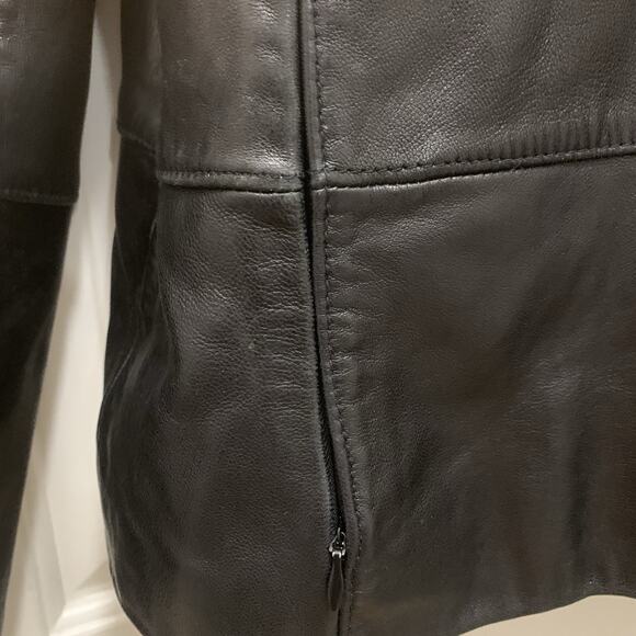 100% Lambskin Leather Apt 9 Black Leather Women's Zip Up Jacket Sz Large - Picture 2 of 16